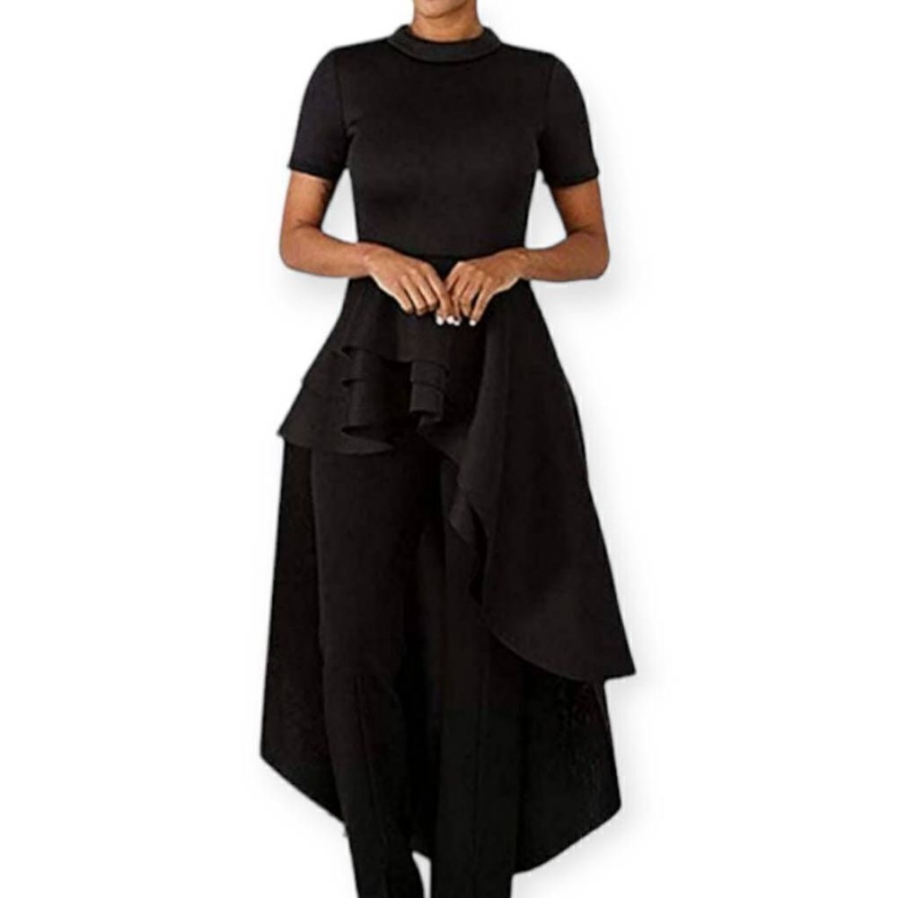 BLACK RUFFLE HI-LO TOP SZ.XL EUC